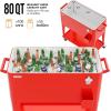 imageVINGLI 80 Quart Rolling Ice Chest Portable Patio Party Bar Drink Cooler Cart with Shelf Beverage Pool with Bottle OpenerRed