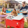 imageVINGLI 80 Quart Rolling Ice Chest Portable Patio Party Bar Drink Cooler Cart with Shelf Beverage Pool with Bottle OpenerRed