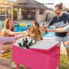 imageVINGLI 80 Quart Rolling Ice Chest Portable Patio Party Bar Drink Cooler Cart with Shelf Beverage Pool with Bottle OpenerShocking Pink