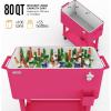 imageVINGLI 80 Quart Rolling Ice Chest Portable Patio Party Bar Drink Cooler Cart with Shelf Beverage Pool with Bottle OpenerShocking Pink