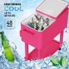 imageVINGLI 80 Quart Rolling Ice Chest Portable Patio Party Bar Drink Cooler Cart with Shelf Beverage Pool with Bottle OpenerShocking Pink
