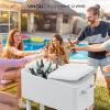 imageVINGLI 80 Quart Rolling Ice Chest Portable Patio Party Bar Drink Cooler Cart with Shelf Beverage Pool with Bottle OpenerWhite