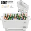 imageVINGLI 80 Quart Rolling Ice Chest Portable Patio Party Bar Drink Cooler Cart with Shelf Beverage Pool with Bottle OpenerWhite