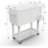 imageVINGLI 80 Quart Rolling Ice Chest Portable Patio Party Bar Drink Cooler Cart with Shelf Beverage Pool with Bottle OpenerWhite