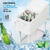 imageVINGLI 80 Quart Rolling Ice Chest Portable Patio Party Bar Drink Cooler Cart with Shelf Beverage Pool with Bottle OpenerWhite