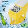 imageVINGLI 80 Quart Rolling Ice Chest Portable Patio Party Bar Drink Cooler Cart with Shelf Beverage Pool with Bottle OpenerYellow