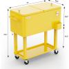 imageVINGLI 80 Quart Rolling Ice Chest Portable Patio Party Bar Drink Cooler Cart with Shelf Beverage Pool with Bottle OpenerYellow