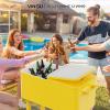 imageVINGLI 80 Quart Rolling Ice Chest Portable Patio Party Bar Drink Cooler Cart with Shelf Beverage Pool with Bottle OpenerYellow