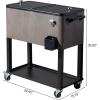 imageVINGLI 80 Quart Rolling Ice Chest on Wheels Patio Cooler Cart Beverage Rolling Cooler for Outdoor Patio Deck PartyGrey