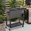 imageVINGLI 80 Quart Rolling Ice Chest on Wheels Patio Cooler Cart Beverage Rolling Cooler for Outdoor Patio Deck PartyGrey