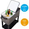 imageVINGLI 80 Quart Rolling Ice Chest on Wheels Patio Cooler Cart Beverage Rolling Cooler for Outdoor Patio Deck PartyGrey