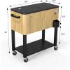 imageVINGLI 80 Quart Rolling Ice Chest on Wheels Patio Cooler Cart Beverage Rolling Cooler for Outdoor Patio Deck PartyLight Oak