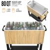 imageVINGLI 80 Quart Rolling Ice Chest on Wheels Patio Cooler Cart Beverage Rolling Cooler for Outdoor Patio Deck PartyLight Oak