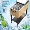 imageVINGLI 80 Quart Rolling Ice Chest on Wheels Patio Cooler Cart Beverage Rolling Cooler for Outdoor Patio Deck PartyLight Oak