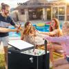 imageVINGLI 80 Quart Wagon Rolling Cooler Ice Chest wLong Handle and 10quot Wheels Portable Beach Patio Party Bar Cold Drink Beverage Outdoor Park Cart on WheelsBlack