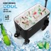 imageVINGLI 80 Quart Wagon Rolling Cooler Ice Chest wLong Handle and 10quot Wheels Portable Beach Patio Party Bar Cold Drink Beverage Outdoor Park Cart on WheelsBlack