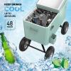 imageVINGLI 80 Quart Wagon Rolling Cooler Ice Chest wLong Handle and 10quot Wheels Portable Beach Patio Party Bar Cold Drink Beverage Outdoor Park Cart on WheelsMint
