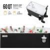imageVINGLI 80 Quart Wagon Rolling Cooler Ice Chest wLong Handle and 10quot Wheels Portable Beach Patio Party Bar Cold Drink Beverage Outdoor Park Cart on WheelsBlack