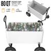 imageVINGLI 80 Quart Wagon Rolling Cooler Ice Chest wLong Handle and 10quot Wheels Portable Beach Patio Party Bar Cold Drink Beverage Outdoor Park Cart on WheelsWhite