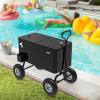 imageVINGLI 80 Quart Wagon Rolling Cooler Ice Chest wLong Handle and 10quot Wheels Portable Beach Patio Party Bar Cold Drink Beverage Outdoor Park Cart on WheelsBlackwagon