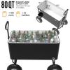 imageVINGLI 80 Quart Wagon Rolling Cooler Ice Chest wLong Handle and 10quot Wheels Portable Beach Patio Party Bar Cold Drink Beverage Outdoor Park Cart on WheelsBlackwagon