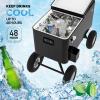 imageVINGLI 80 Quart Wagon Rolling Cooler Ice Chest wLong Handle and 10quot Wheels Portable Beach Patio Party Bar Cold Drink Beverage Outdoor Park Cart on WheelsBlackwagon