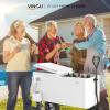imageVINGLI 80 Quart Wagon Rolling Cooler Ice Chest wLong Handle and 10quot Wheels Portable Beach Patio Party Bar Cold Drink Beverage Outdoor Park Cart on WheelsWhite
