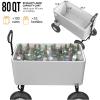 imageVINGLI 80 Quart Wagon Rolling Cooler Ice Chest wLong Handle and 10quot Wheels Portable Beach Patio Party Bar Cold Drink Beverage Outdoor Park Cart on WheelsGray