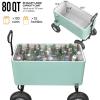 imageVINGLI 80 Quart Wagon Rolling Cooler Ice Chest wLong Handle and 10quot Wheels Portable Beach Patio Party Bar Cold Drink Beverage Outdoor Park Cart on WheelsMint