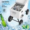 imageVINGLI 80 Quart Wagon Rolling Cooler Ice Chest wLong Handle and 10quot Wheels Portable Beach Patio Party Bar Cold Drink Beverage Outdoor Park Cart on WheelsWhite