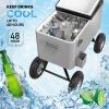 imageVINGLI 80 Quart Wagon Rolling Cooler Ice Chest wLong Handle and 10quot Wheels Portable Beach Patio Party Bar Cold Drink Beverage Outdoor Park Cart on WheelsGray