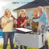 imageVINGLI 80 Quart Wagon Rolling Cooler Ice Chest wLong Handle and 10quot Wheels Portable Beach Patio Party Bar Cold Drink Beverage Outdoor Park Cart on WheelsGray