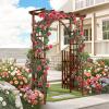 imageVINGLI 85in Wooden Arbor Wedding Arch for Ceremony Wood Trellis for Plant Climbing Christmas Decor Pergola for Garden Backyard Lawn TeakCarbonized Wood