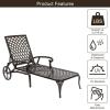 imageVINGLI Cast Aluminum Outdoor Chaise Lounge Chair with Wheels Patio Chaise Lounge with 3Position Adjustable Backrest Outdoor Tanning Chair Patio Lounge Chair Bronze Without CushionBronze