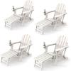 imageVINGLI Folding Adirondack Chair Set of 4 with Ottoman Waterproof Plastic HDPE Firepit Chair for Outside with Hidden Footrests Foldable Ergonomics Seating for Patio Porch Yard GardenTeakWhite
