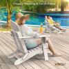 imageVINGLI Folding Adirondack Chair Set of 4 with Ottoman Waterproof Plastic HDPE Firepit Chair for Outside with Hidden Footrests Foldable Ergonomics Seating for Patio Porch Yard GardenTeakWhite