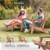 imageVINGLI Folding Adirondack Chair Set of 4 with Ottoman Waterproof Plastic HDPE Firepit Chair for Outside with Hidden Footrests Foldable Ergonomics Seating for Patio Porch Yard GardenTeakTeak
