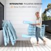 imageVINGLI Folding Adirondack Chair Set of 4 with Ottoman Waterproof Plastic HDPE Firepit Chair for Outside with Hidden Footrests Foldable Ergonomics Seating for Patio Porch Yard GardenTeakBlue
