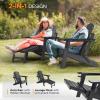imageVINGLI Folding Adirondack Chair Set of 4 with Ottoman Waterproof Plastic HDPE Firepit Chair for Outside with Hidden Footrests Foldable Ergonomics Seating for Patio Porch Yard GardenTeakBlack