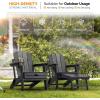 imageVINGLI Folding Adirondack Chair Set of 4 with Ottoman Waterproof Plastic HDPE Firepit Chair for Outside with Hidden Footrests Foldable Ergonomics Seating for Patio Porch Yard GardenTeakBlack