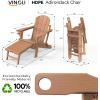 imageVINGLI Folding Adirondack Chair Set of 4 with Ottoman Waterproof Plastic HDPE Firepit Chair for Outside with Hidden Footrests Foldable Ergonomics Seating for Patio Porch Yard GardenTeakTeak
