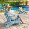 imageVINGLI Folding Adirondack Chair Set of 4 with Ottoman Waterproof Plastic HDPE Firepit Chair for Outside with Hidden Footrests Foldable Ergonomics Seating for Patio Porch Yard GardenTeakBlue