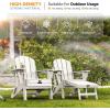 imageVINGLI Folding Adirondack Chair Set of 4 with Ottoman Waterproof Plastic HDPE Firepit Chair for Outside with Hidden Footrests Foldable Ergonomics Seating for Patio Porch Yard GardenTeakWhite
