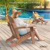 imageVINGLI Folding Adirondack Chair Set of 4 with Ottoman Waterproof Plastic HDPE Firepit Chair for Outside with Hidden Footrests Foldable Ergonomics Seating for Patio Porch Yard GardenTeakTeak
