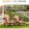 imageVINGLI Folding Adirondack Chair Set of 4 with Ottoman Waterproof Plastic HDPE Firepit Chair for Outside with Hidden Footrests Foldable Ergonomics Seating for Patio Porch Yard GardenTeakTeak