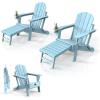 imageVINGLI Folding Adirondack Chair Set of 4 with Ottoman Waterproof Plastic HDPE Firepit Chair for Outside with Hidden Footrests Foldable Ergonomics Seating for Patio Porch Yard GardenTeakBlue