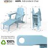 imageVINGLI Folding Adirondack Chair Set of 4 with Ottoman Waterproof Plastic HDPE Firepit Chair for Outside with Hidden Footrests Foldable Ergonomics Seating for Patio Porch Yard GardenTeakBlue