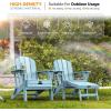 imageVINGLI Folding Adirondack Chair Set of 4 with Ottoman Waterproof Plastic HDPE Firepit Chair for Outside with Hidden Footrests Foldable Ergonomics Seating for Patio Porch Yard GardenTeakBlue
