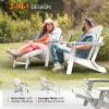 imageVINGLI Folding Adirondack Chair Set of 4 with Ottoman Waterproof Plastic HDPE Firepit Chair for Outside with Hidden Footrests Foldable Ergonomics Seating for Patio Porch Yard GardenTeakWhite