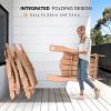 imageVINGLI Folding Adirondack Chair Set of 4 with Ottoman Waterproof Plastic HDPE Firepit Chair for Outside with Hidden Footrests Foldable Ergonomics Seating for Patio Porch Yard GardenTeakTeak